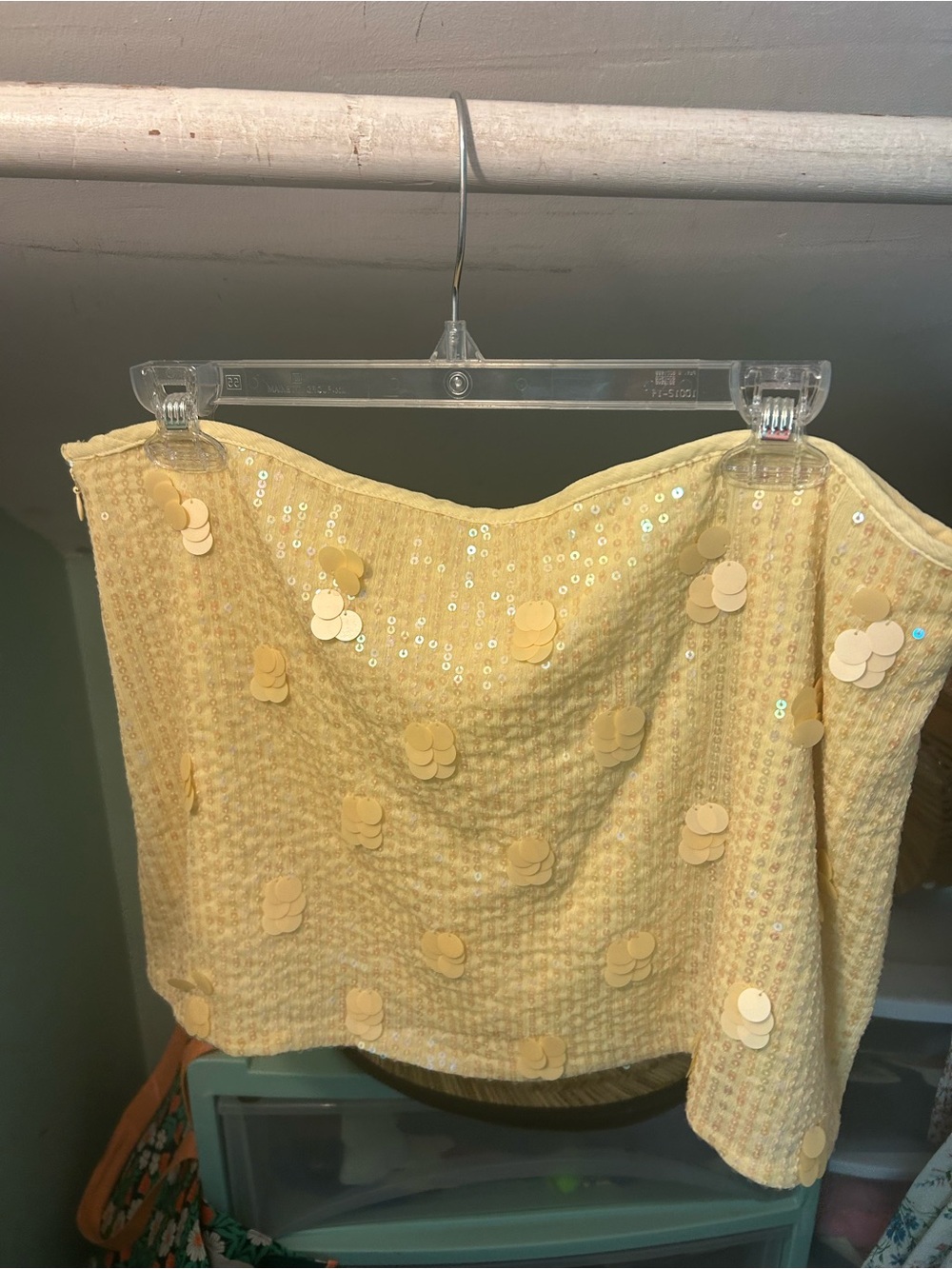 Bershka Yellow Sequin Tweed Mini Skirt